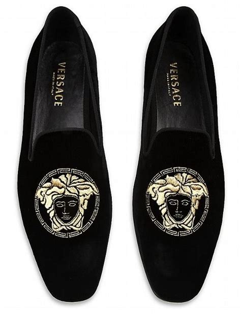 versace embellished velvet & leather slippers|Gianni Versace.